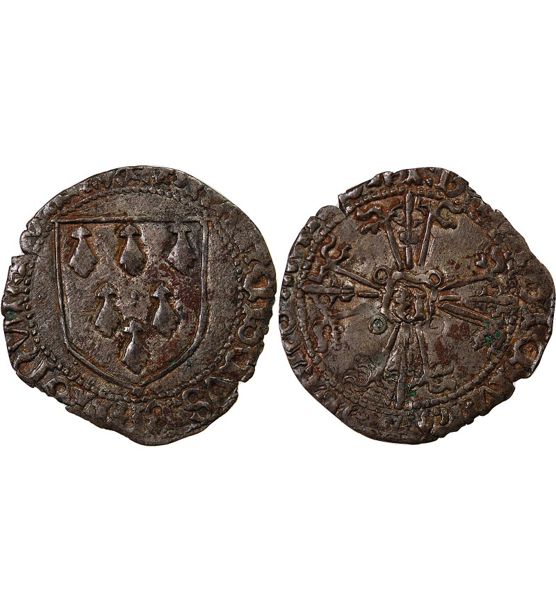 DUCHÉ DE BRETAGNE, FRANCOIS II - GROS A L'ÉCU 1458 / 1488 RENNES