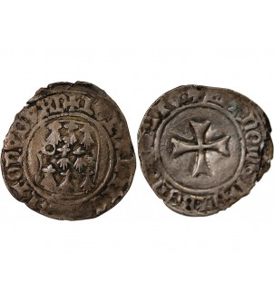 DUCHÉ DE BRETAGNE, JEAN V - BLANC A LA TARGE 1399 / 1442 NANTES 2