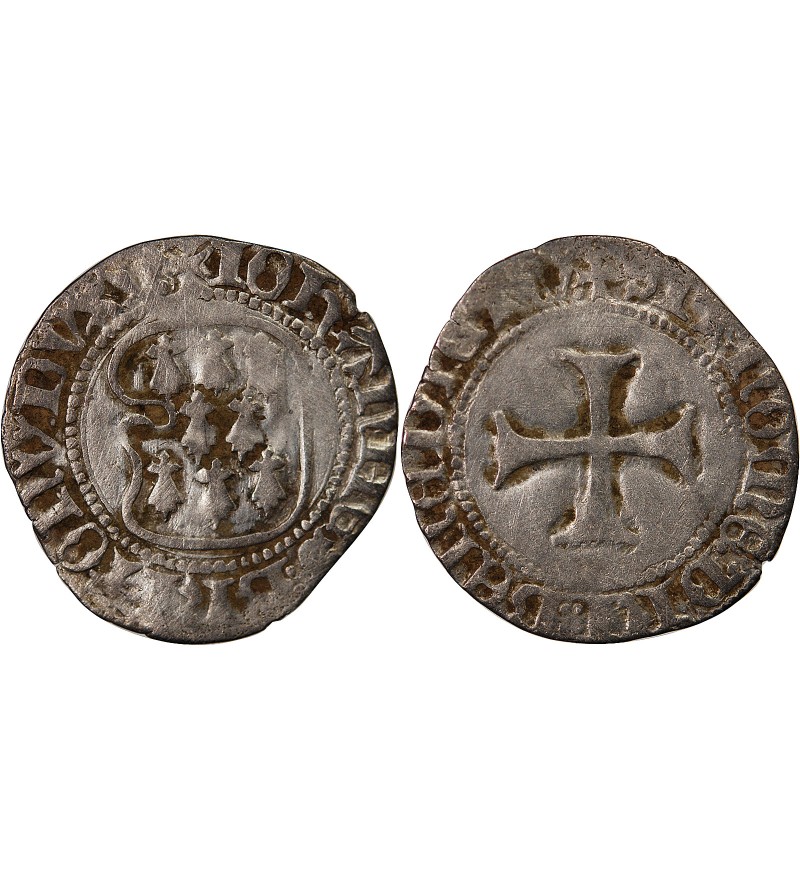 DUCHÉ DE BRETAGNE, JEAN V - BLANC A LA TARGE 1399 / 1442 VANNES