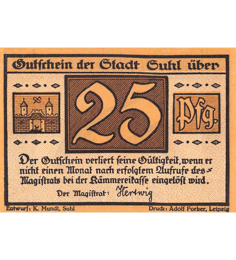 ALLEMAGNE, SUCHSDORF - 25 PFENNIG 1921