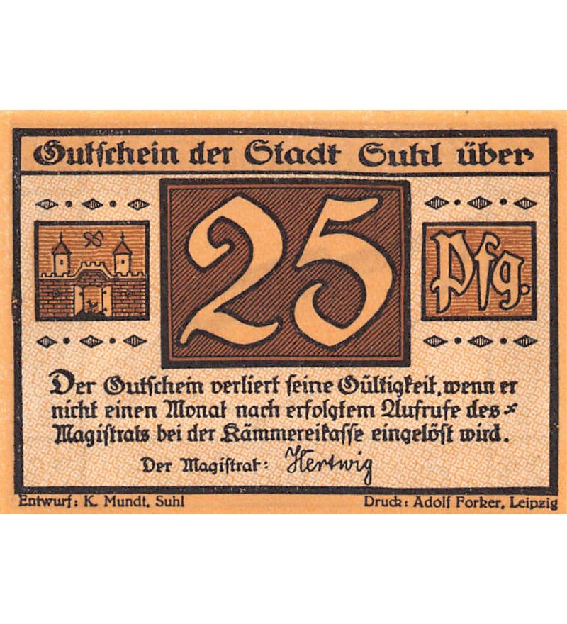 ALLEMAGNE, SUCHSDORF - 25 PFENNIG 1921