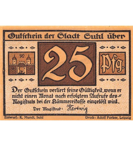 ALLEMAGNE, SUCHSDORF - 25 PFENNIG 1921