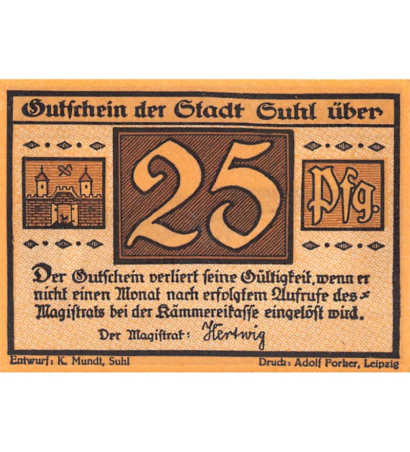 ALLEMAGNE, SUCHSDORF - 25 PFENNIG 1921