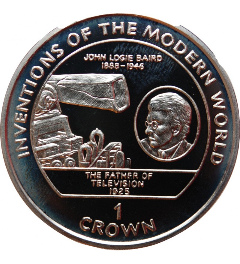 ILE DE MAN - ELIZABETH II 1 CROWN ARGENT 1995  "John Logie Baird﻿"
