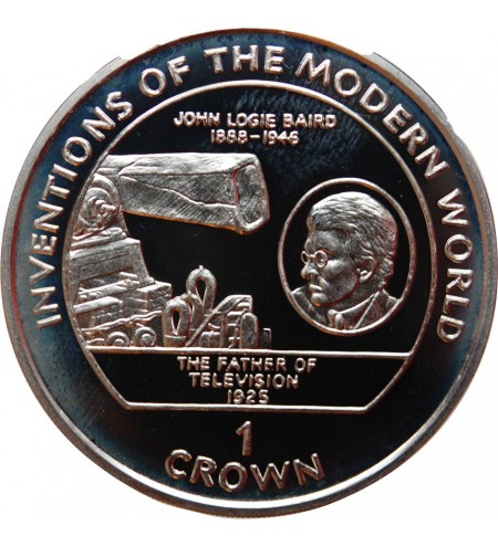 ILE DE MAN - ELIZABETH II 1 CROWN ARGENT 1995  "John Logie Baird﻿"
