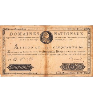 ASSIGNAT, LOUIS XVI - 50 LIVRES - DECRETS 16-17 AVRIL 1790 - SÉRIE D 2
