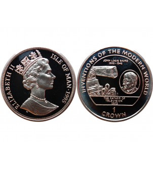 ILE DE MAN - ELIZABETH II 1 CROWN ARGENT 1995  "John Logie Baird﻿" 2