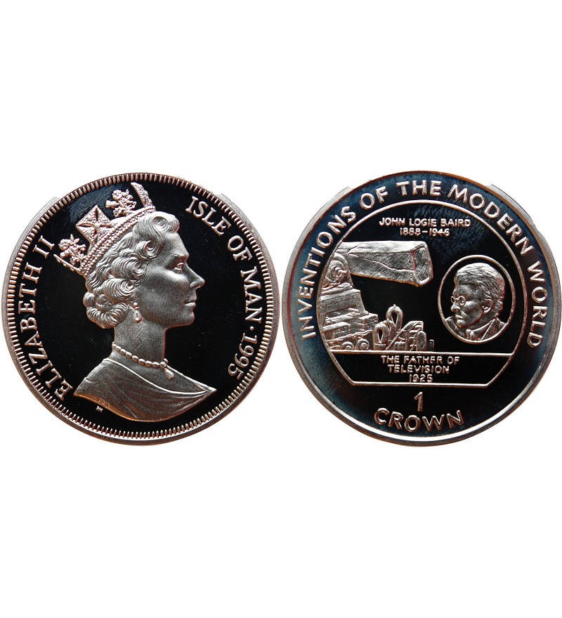 ILE DE MAN - ELIZABETH II 1 CROWN ARGENT 1995  "John Logie Baird﻿"