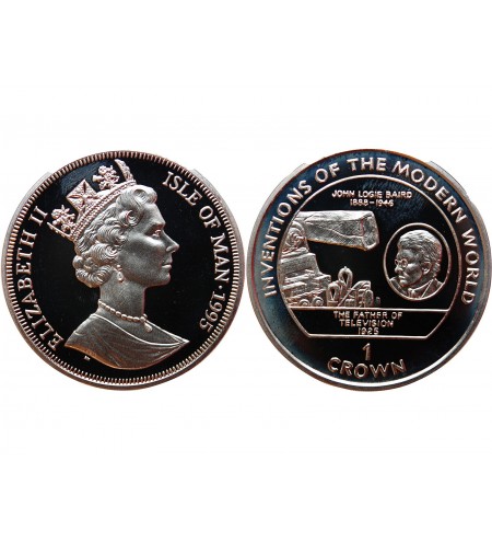 ILE DE MAN - ELIZABETH II 1 CROWN ARGENT 1995  "John Logie Baird﻿"