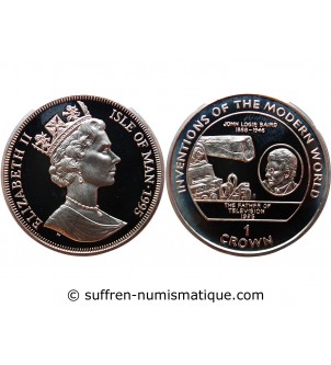 ILE DE MAN - ELIZABETH II 1 CROWN ARGENT 1995  "John Logie Baird﻿"