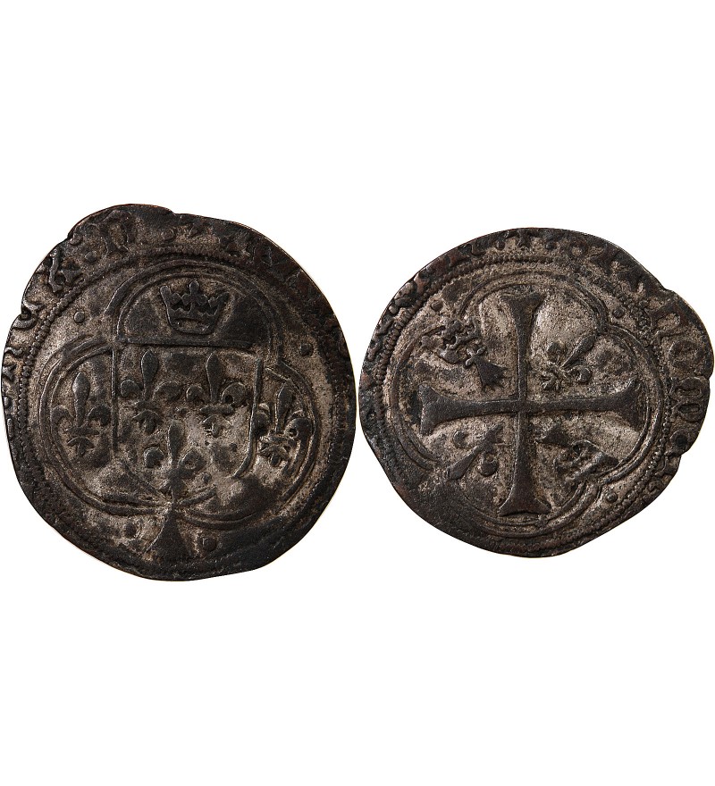 CHARLES VIII - BLANC A LA COURONNE DE BRETAGNE 1483 / 1498 NANTES