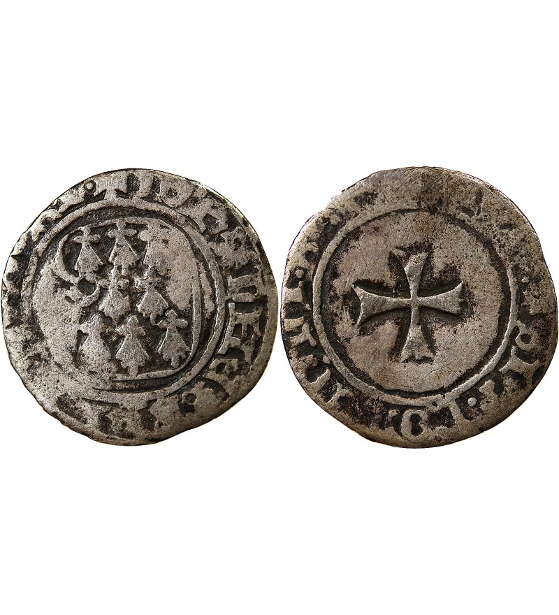 DUCHÉ DE BRETAGNE, JEAN V - BLANC A LA TARGE 1399 / 1442