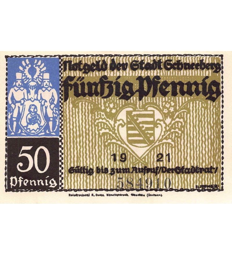 ALLEMAGNE, SCHNEEBERG - 50 PFENNIG 1921