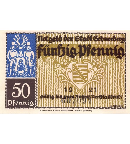 ALLEMAGNE, SCHNEEBERG - 50 PFENNIG 1921