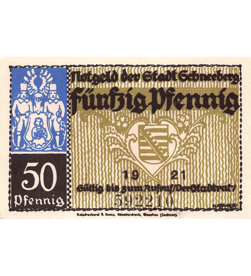 ALLEMAGNE, SCHNEEBERG - 50 PFENNIG 1921
