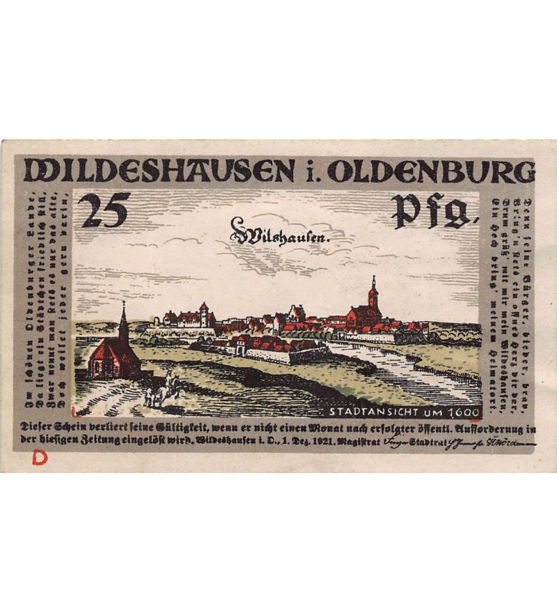 ALLEMAGNE, WILDESHAUSEN - 25 PFENNIG 1921