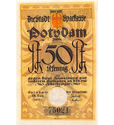 ALLEMAGNE, POTSDAM - 50 PFENNIG 1921