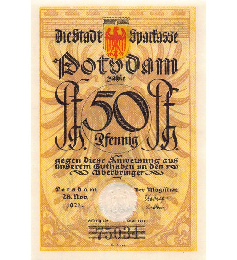 ALLEMAGNE, POTSDAM - 50 PFENNIG 1921
