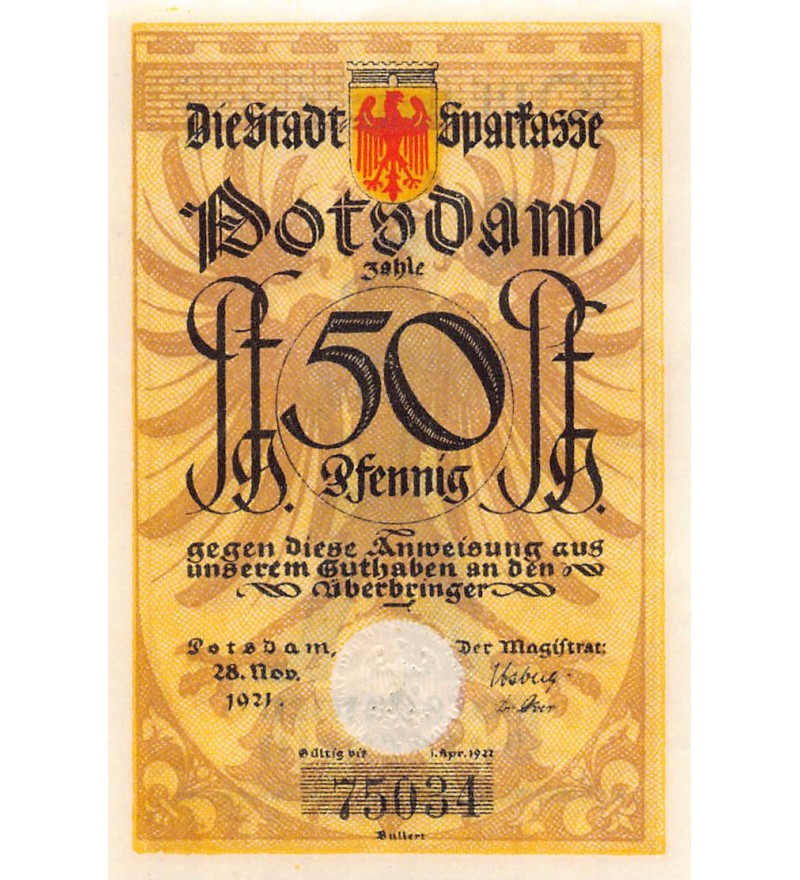 ALLEMAGNE, POTSDAM - 50 PFENNIG 1921