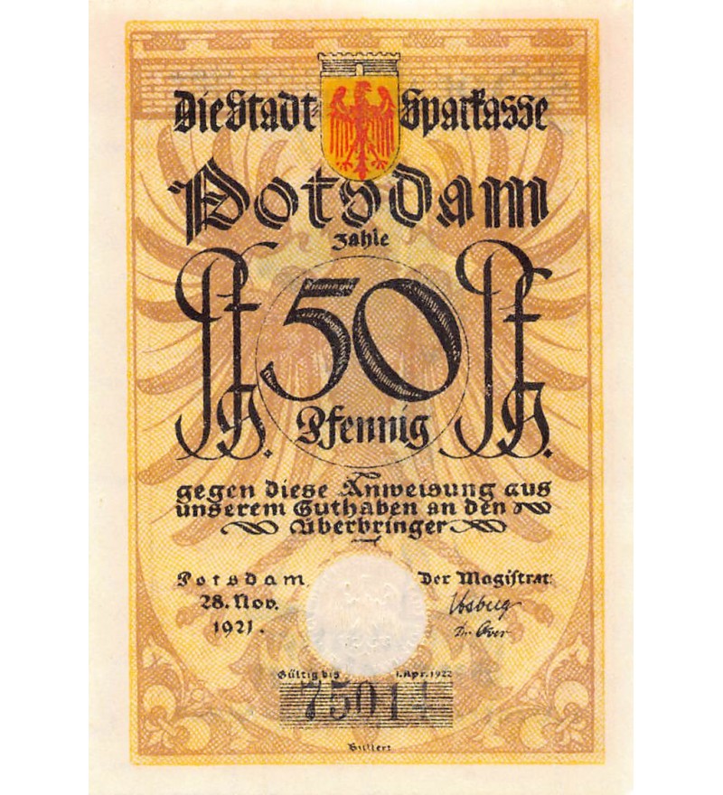 ALLEMAGNE, POTSDAM - 50 PFENNIG 1921
