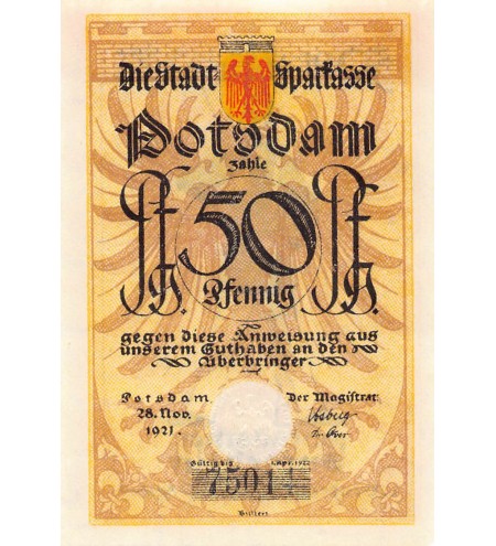 ALLEMAGNE, POTSDAM - 50 PFENNIG 1921