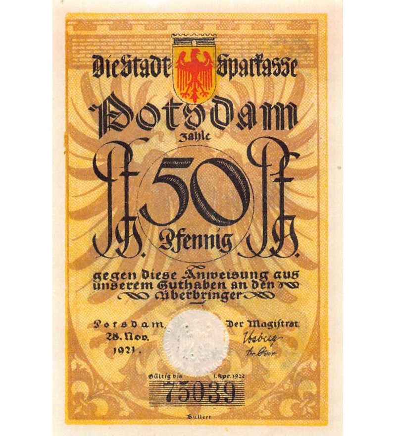 ALLEMAGNE, POTSDAM - 50 PFENNIG 1921