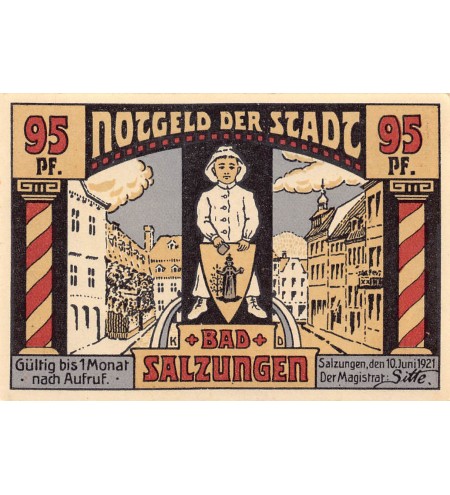 ALLEMAGNE, BAD SALZUNGEN - 95 PFENNIG 1921