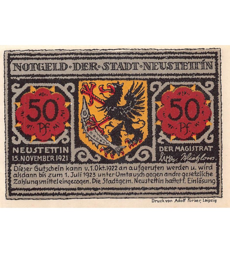 ALLEMAGNE, NEUSTETTIN - 50 PFENNIG 1922