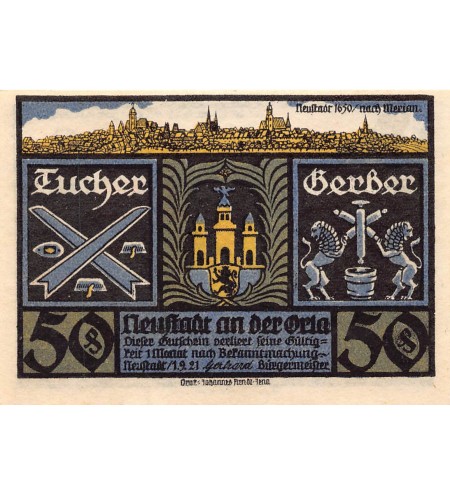 ALLEMAGNE, NEUSTAST A. ORLA - 50 PFENNIG 1921