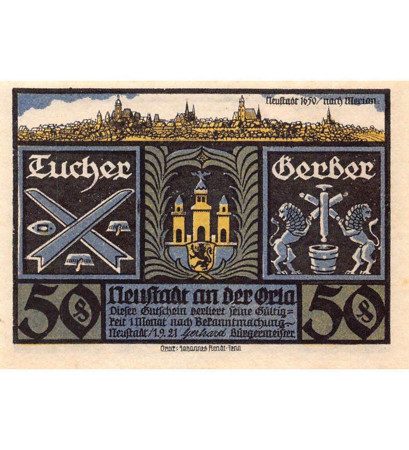 ALLEMAGNE, NEUSTAST A. ORLA - 50 PFENNIG 1921