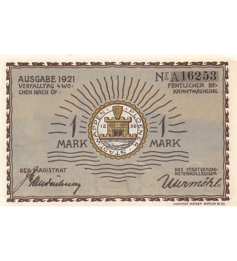 ALLEMAGNE, PLÖN - 1 MARK 1921