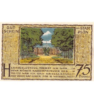 ALLEMAGNE, PLÖN - 75 PFENNIG 1921