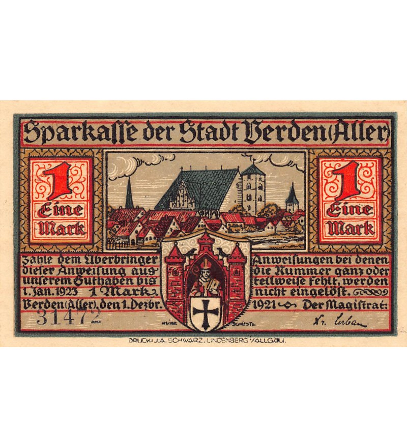 ALLEMAGNE, VERDEN - 1 MARK 1921