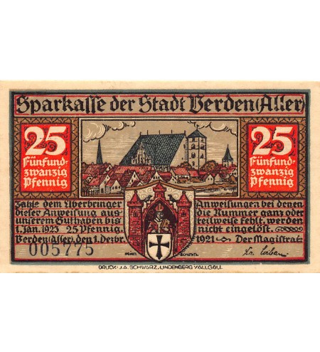 ALLEMAGNE, VERDEN - 25 PFENNIG 1921