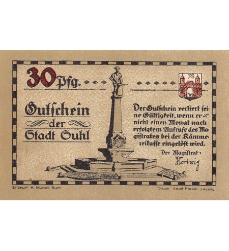 ALLEMAGNE, SUHL - 30 PFENNIG