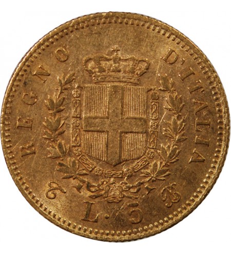ITALIE, VICTOR-EMMANUEL II - 5 LIRE OR 1863 T BN