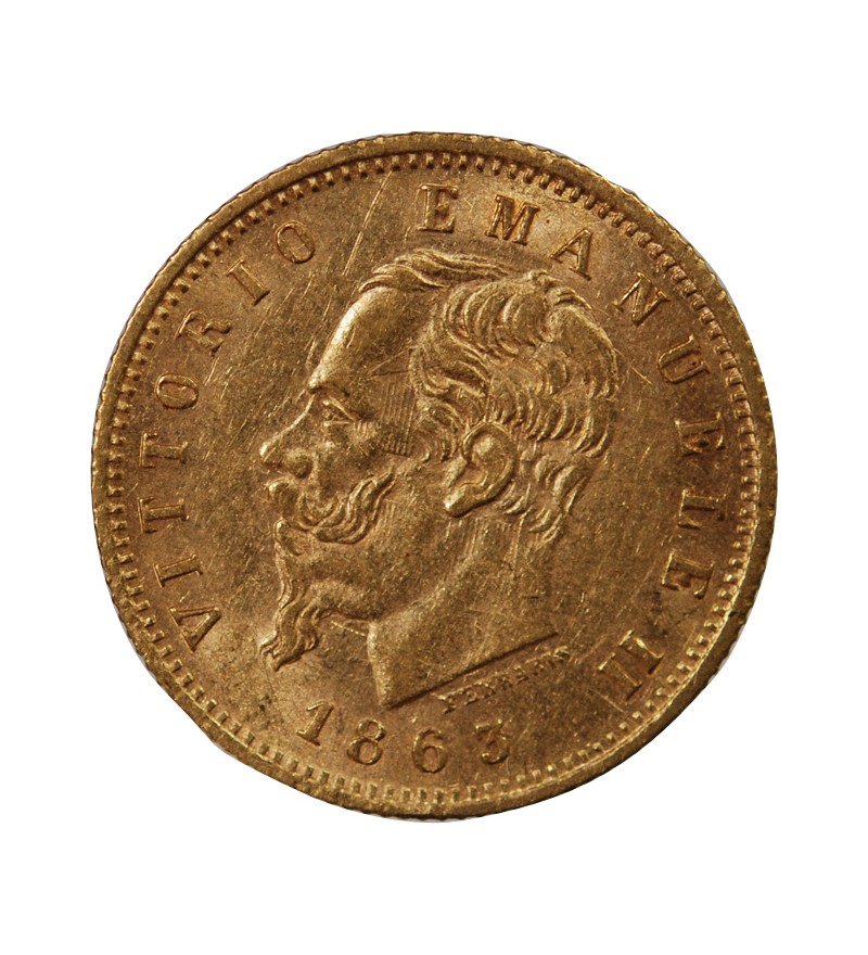 ITALIE, VICTOR-EMMANUEL II - 5 LIRE OR 1863 T BN