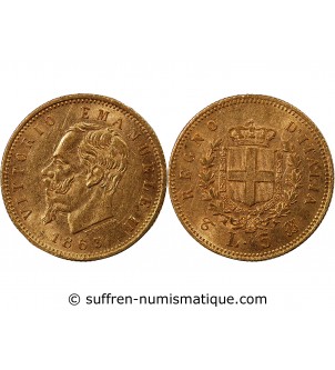 ITALIE, VICTOR-EMMANUEL II - 5 LIRE OR 1863 T BN
