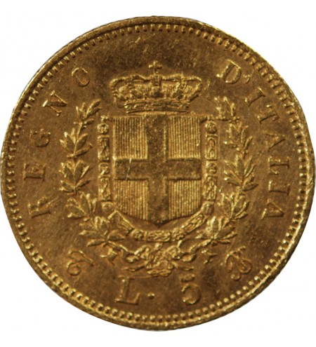 ITALIE, VICTOR-EMMANUEL II - 5 LIRE OR 1863 T BN