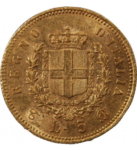 ITALIE, VICTOR-EMMANUEL II - 5 LIRE OR 1863 T BN