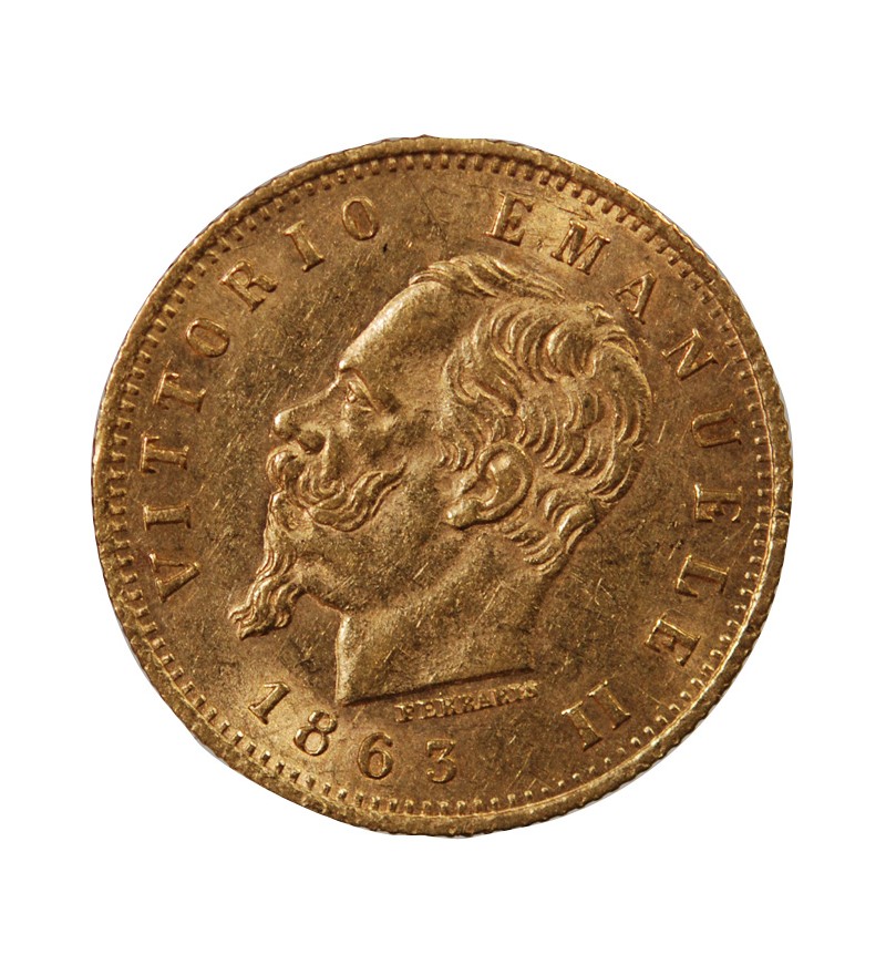 ITALIE, VICTOR-EMMANUEL II - 5 LIRE OR 1863 T BN