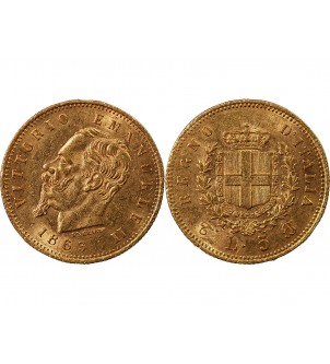 ITALIE, VICTOR-EMMANUEL II - 5 LIRE OR 1863 T BN 2