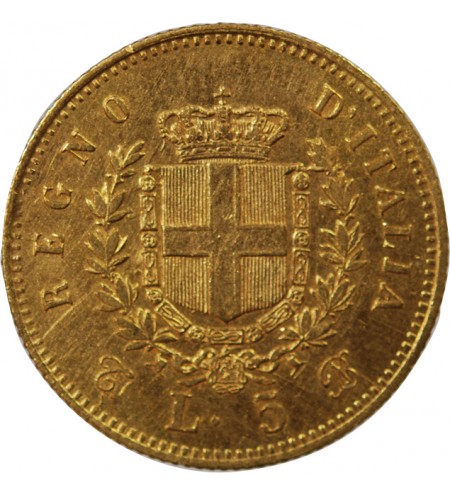 ITALIE, VICTOR-EMMANUEL II - 5 LIRE OR 1865 T BN