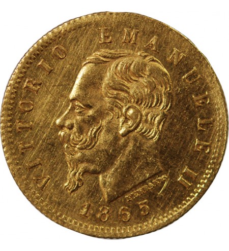 ITALIE, VICTOR-EMMANUEL II - 5 LIRE OR 1865 T BN