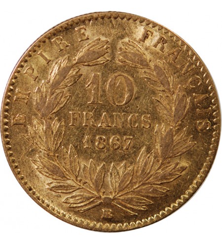 NAPOLEON III - 10 FRANCS OR 1866 BB STRASBOURG