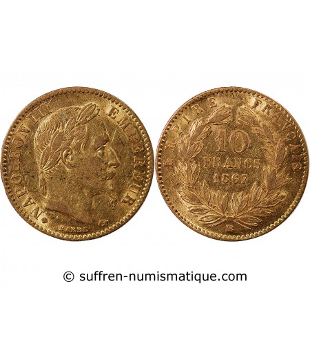 NAPOLEON III - 10 FRANCS OR 1866 BB STRASBOURG