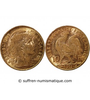 MARIANNE, COQ - 10 FRANCS OR 1912