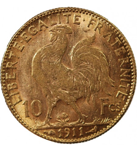 MARIANNE, COQ - 10 FRANCS OR 1911