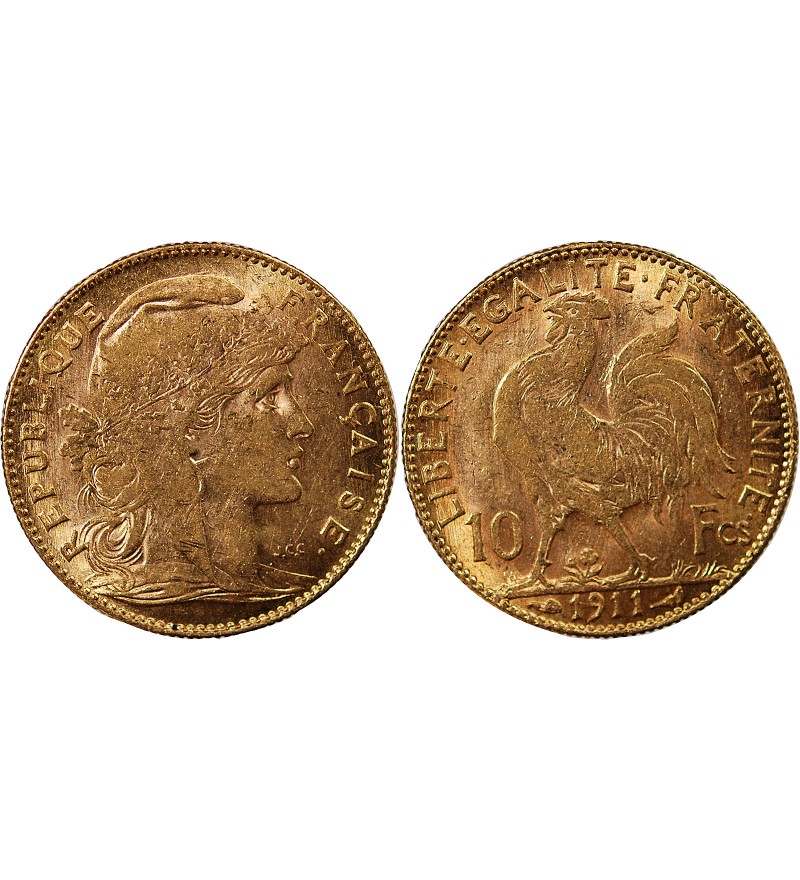 MARIANNE, COQ - 10 FRANCS OR 1911
