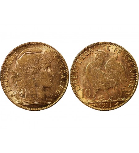 MARIANNE, COQ - 10 FRANCS OR 1911